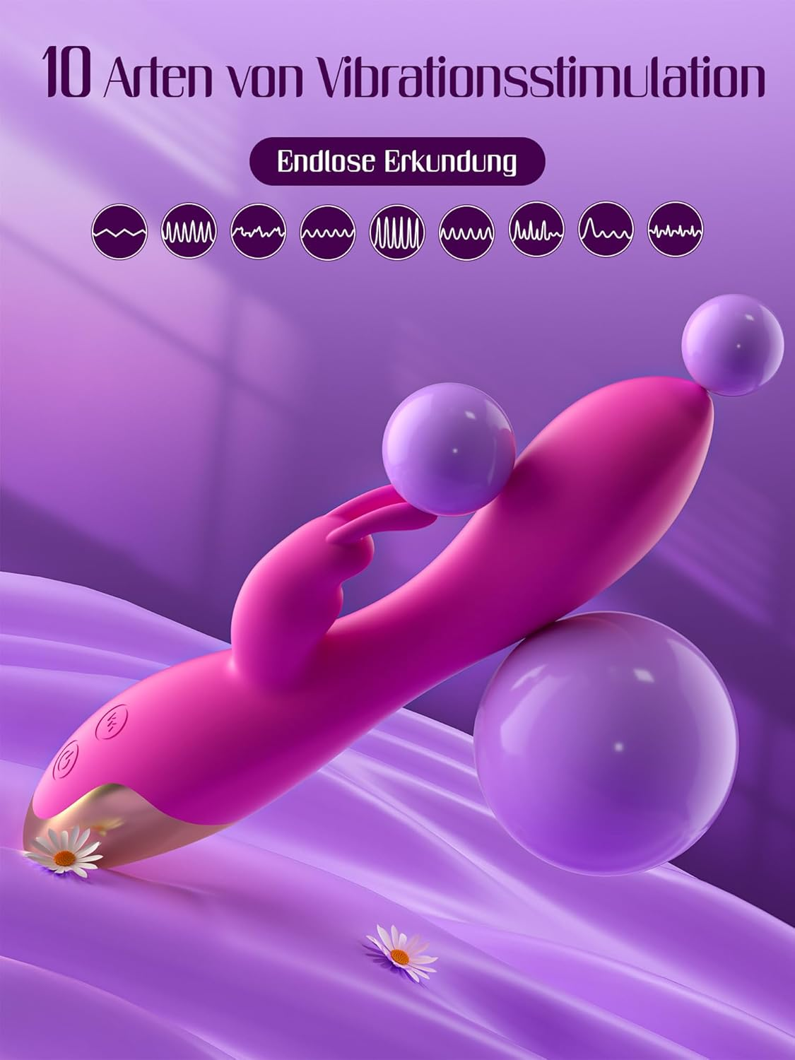 HIVEFUN Rabbit Vibrator Sex Toys for Clitoris G-Spot Stimulation, Adult Toys Anal Dildo with 10 Powerful Vibrations Dual Motor Stimulator, Waterproof Dildos Vibrators Sex Toy for Women or Couple Fun