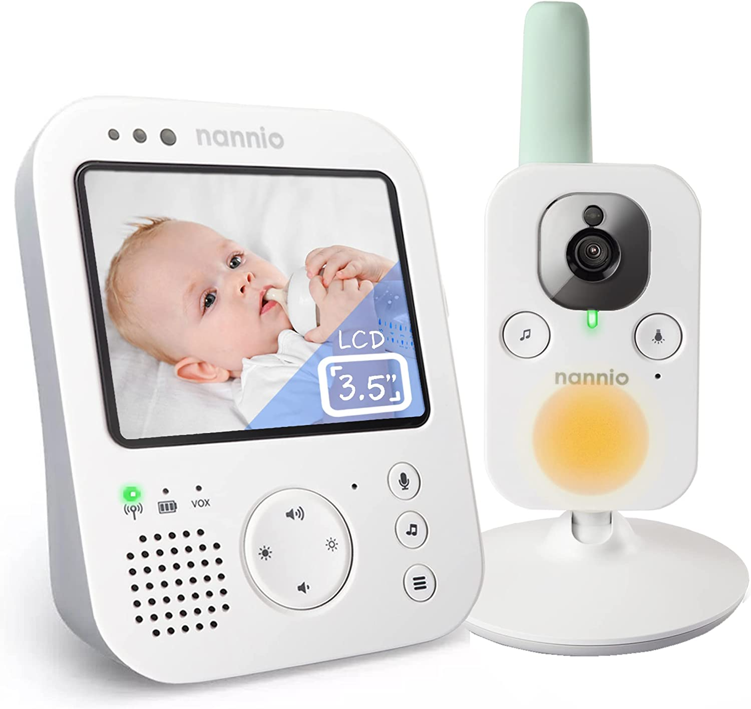 Nannio Hero 3 LCD Non-Wifi Baby Monitor Camera with Baby Night Light and Vibration Alert, 2-Way Audio, Saving Power Mode, Temp. Sensor, Digital Zoom, Lullaby, Plug & Play, Ideal Baby Gift image number 3