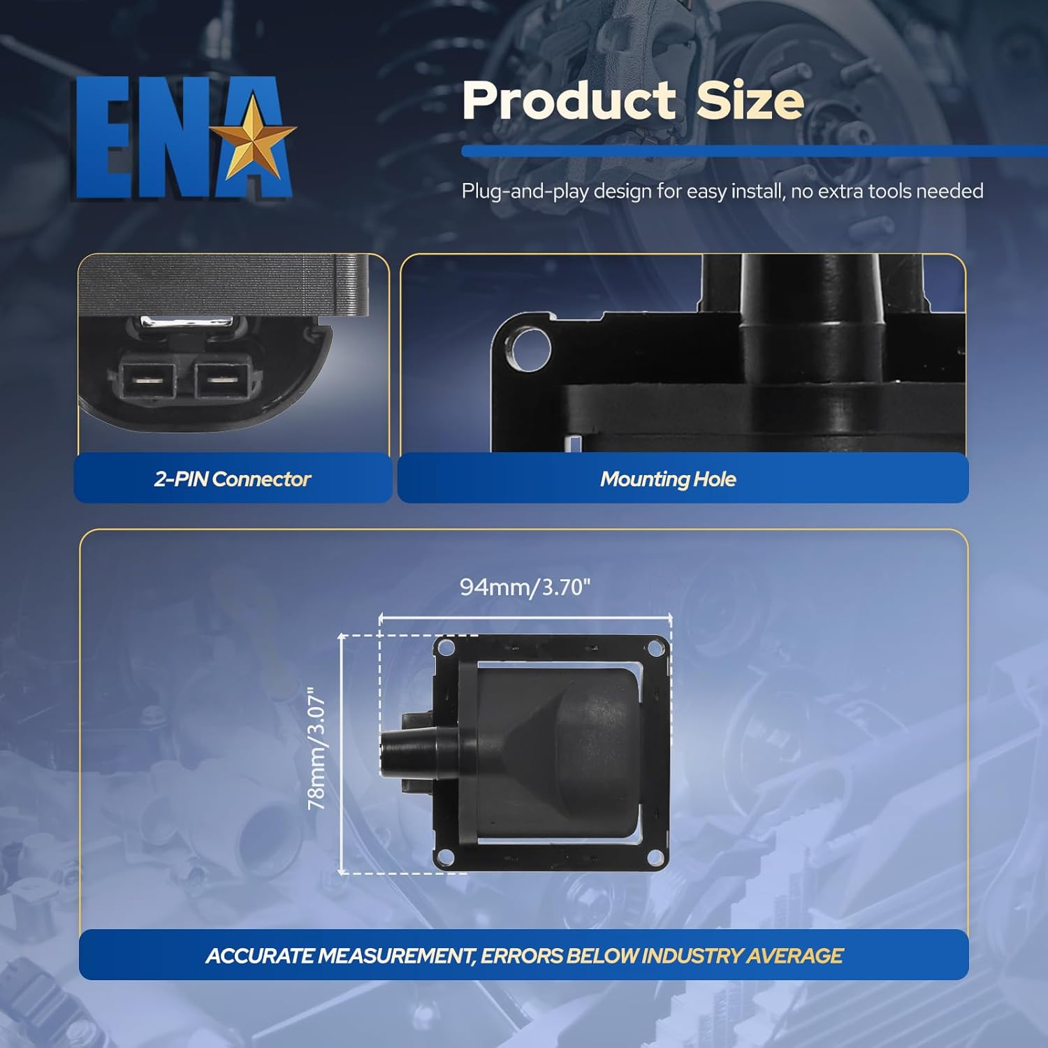 ENA Ignition Coil Pack Compatible with Toyota Pickup Cressida Celica Corolla Tercel 4Runner, Automotive Replacement Parts for C865 UF-12