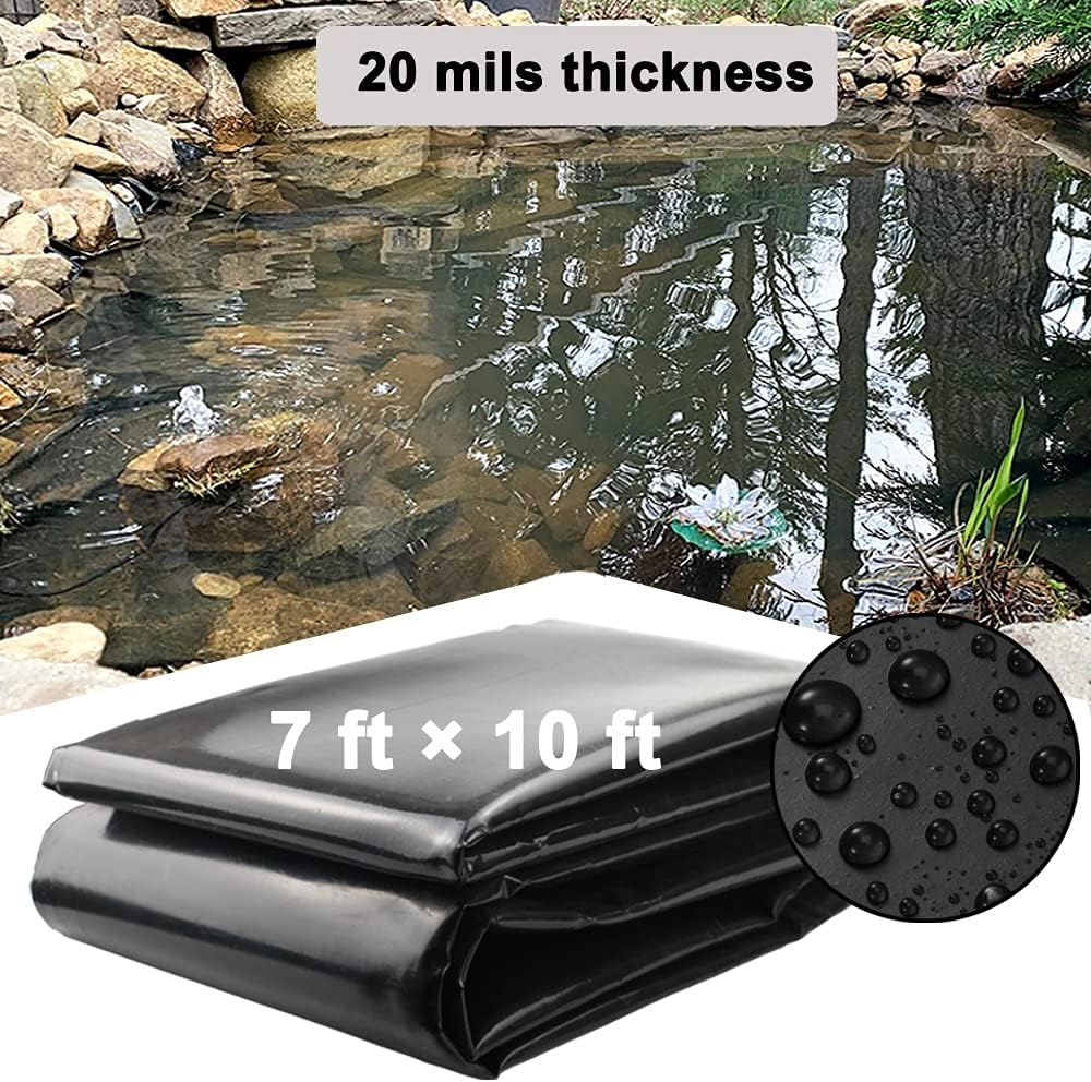 20 Mil Pond Liner, 7X10 Ft Pond HDPE Skins Small Fish Pond Liners Rubber Pond Tarp Easy Cutting Underlayment for Fountains, Waterfall & Water Gardens image number 4