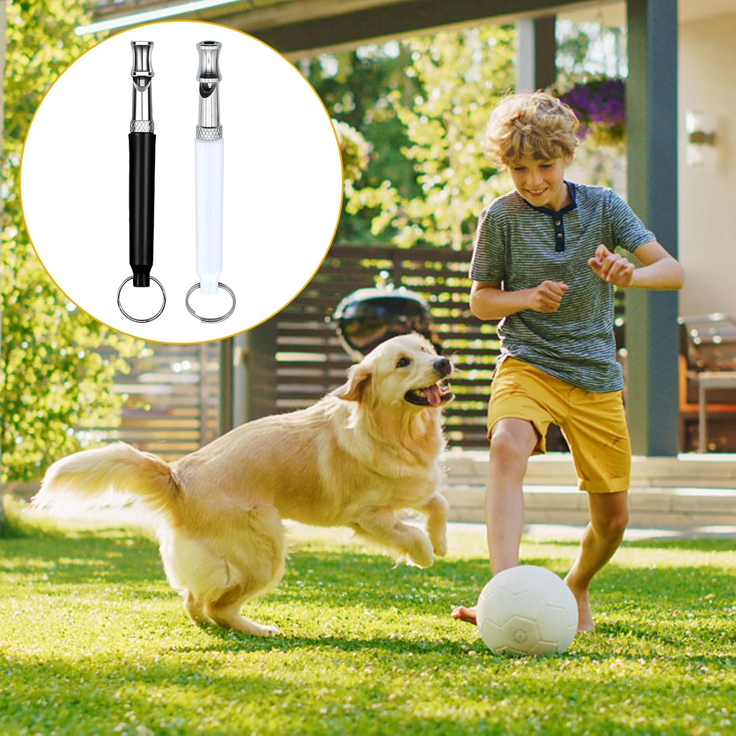 Pack of 2 Dog Whistles, High Frequency, Silent, against Barking, Dog Whistle, Recall, Adjustable Quiet Dog Whistles Device, anti Bark Whistles, Not Audible, Metal Whistle Training Lanyard for Dog image number 4