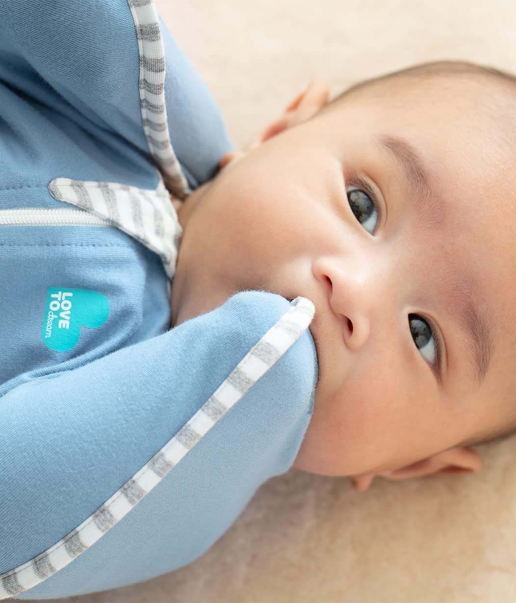 Love to Dream Swaddle up Original, Small (3.5-6Kg), Ideal for Moderate Room Temperatures (20-24&deg;C), 1.0 TOG, Arms up Position, Twin Zipper for Easy Nappy Changes, Dusty Blue image number 6