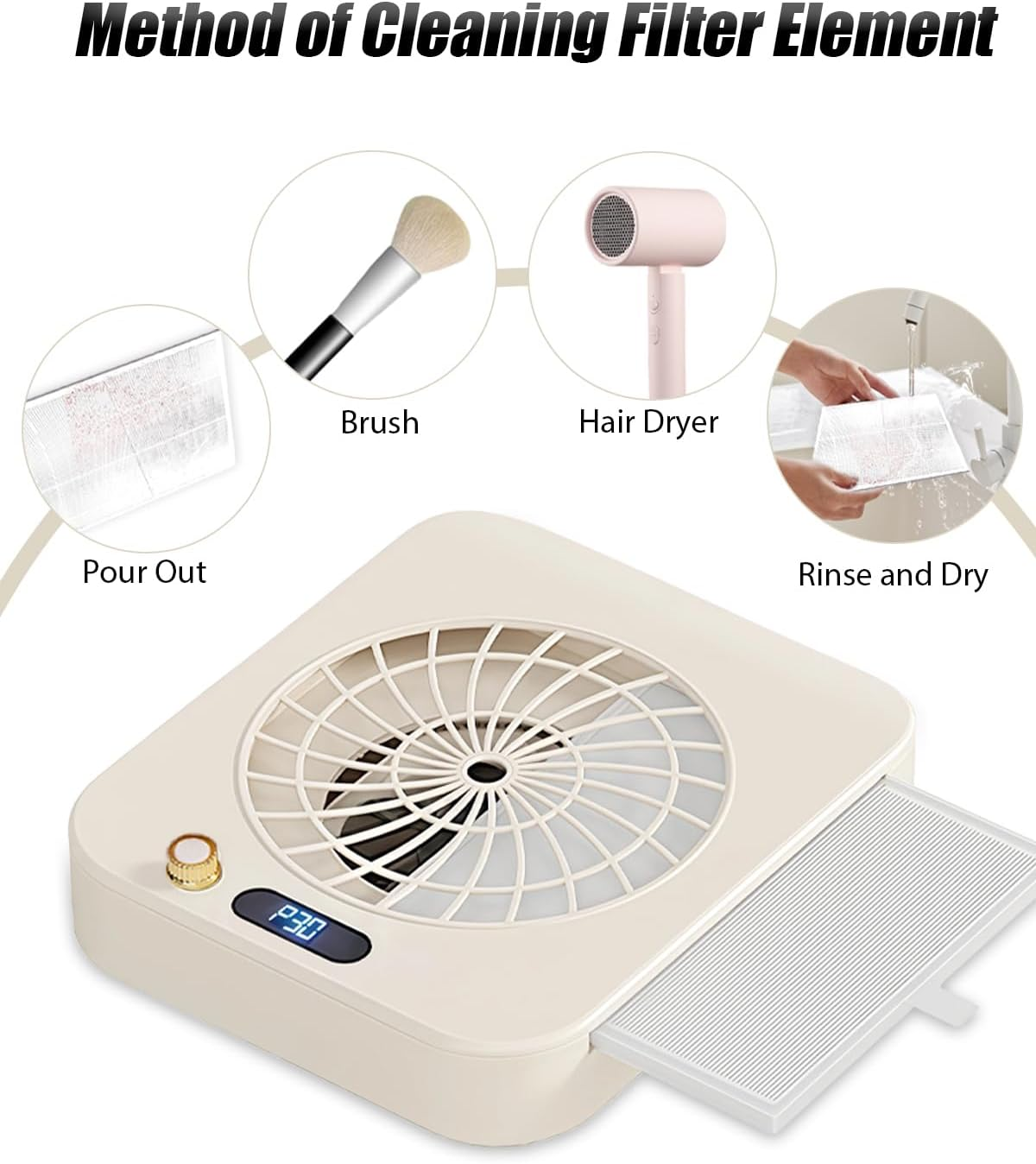 Leopacat Dust Extraction for Nails, Nail Dust Collector, Adjustable Vacuum Cleaner Tool with 2 Filters, 80 W Pour Acrylic Nail Polish in Salon at Home image number 4