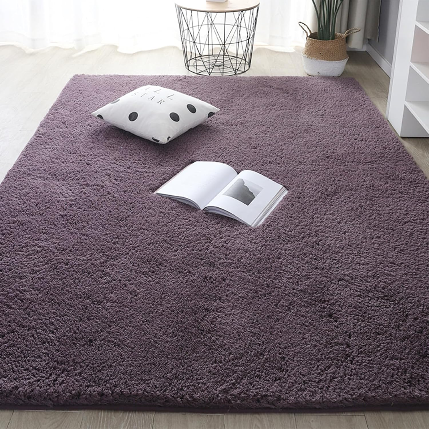 Fuffly Area Rug for Kids Playmat Soft Indoor Modern Shaggy Silky Smooth Rugs Non-Slip Fur Fluffy Carpet Living Room Dining Room Bedroom Floor Mat (Camel Color, 120 * 160Cm)