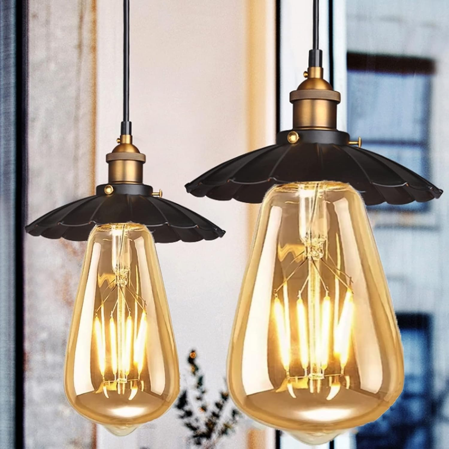 LED E27 Screw Light Bulb |Warm White 2700K 4W Vintage Edison Bulb |ST64 Dimmable Amber LED Replacement for 40W Incandescent Equivalent (4 PCS Amber Bulbs) image number 6