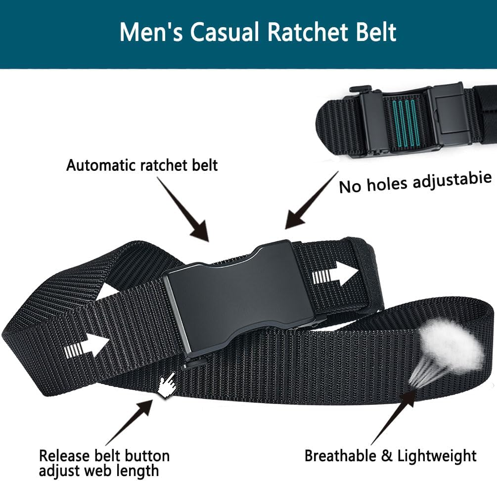 Lionvii Ratchet Belts for Men, Slide Belt with Automatic Buckle for Men Dress, Adjustable Trim to Fit 28-49" Waist [130Cm L X 3.5Cm W] - Army Green image number 6