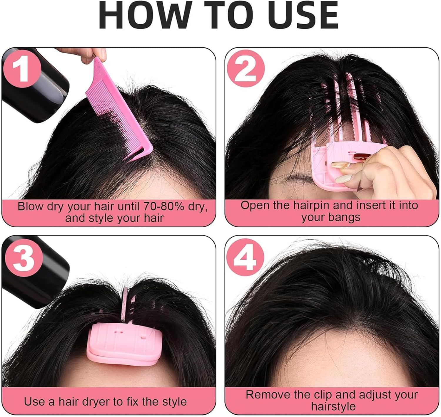 Pack of 4 Volume Hair Clips for Fluffy Bangs, Wind Styling Comb for Fluffy Bangs, Traceless Hair Clip, Hair Styling Tools, Root Clips for a Natural Voluminous Look image number 1