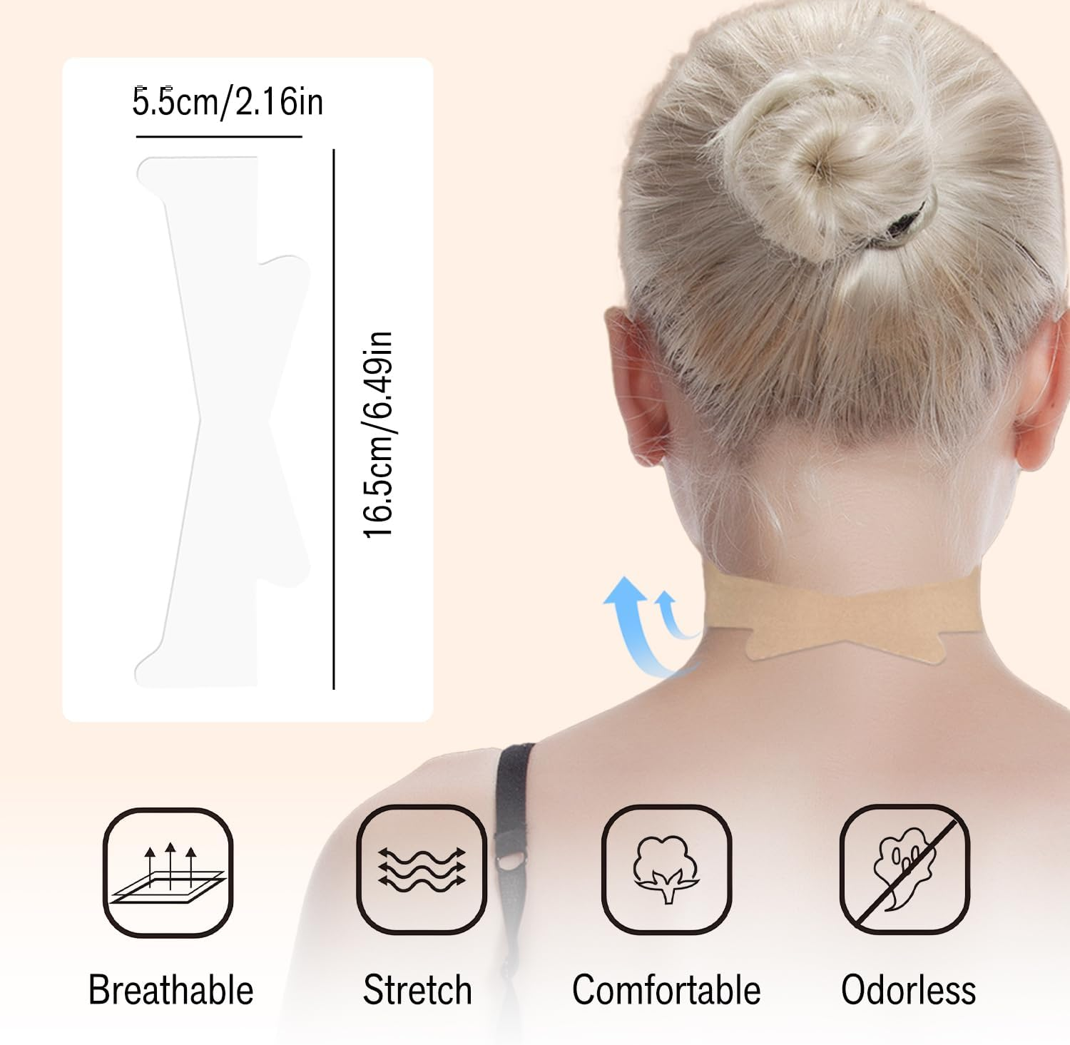 TORMEN Neck Lifting Tape for Women 10 Pcs Invisible Neck Wrinkle Patches for Wrinkles Instant Bands Tightening Sagging Skin Neckline Firming(Transparent)