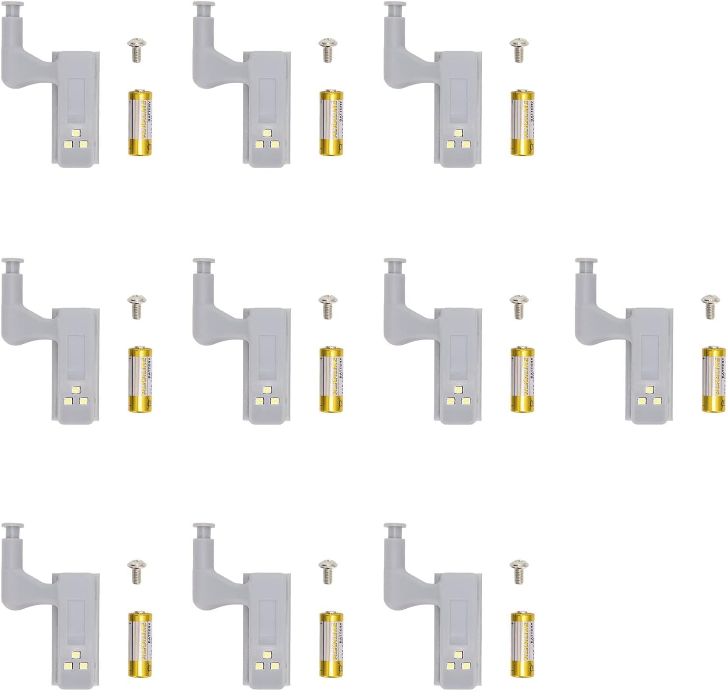 Hinge LED Light, Pack of 10 LED Hinge Lights ABS Cabinet Lights Cabinet Hinge Light with 3 LED Bulbs 12 V 23 a Battery Included for (White Light + Battery) image number 2