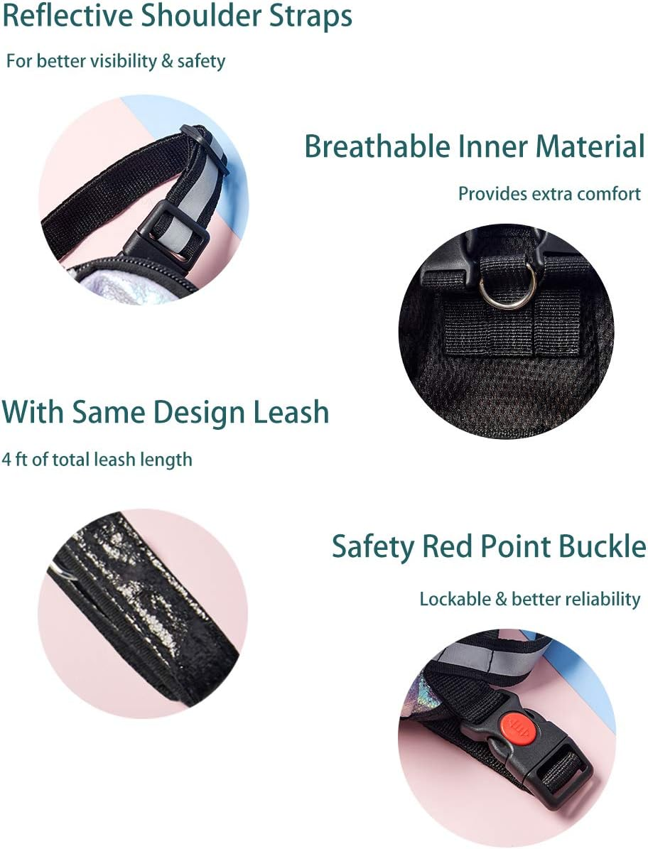 Icicecream Dog Backpack Harness with Leash Backpack for Dogs Adjustable Dog Pack Reflective Strips Night Safe Outdoor Travel Hiking Walking Harness Backpack for Small Medium Dogs image number 3