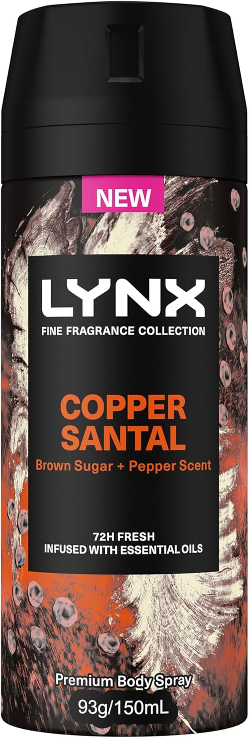 LYNX BODY SPRAY PREMIUM FINE FRAGRANCE COLLECTION COPPER SANTAL BROWN SUGAR and PEPPER SCENT 72H 150ML image number 5