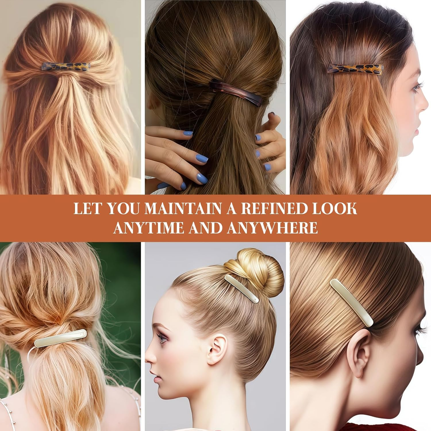 8 Pcs Hair Clips, Tortoise Shell Hair Clips Women and French Hair Clip Set for Girls, Ladies for Daily Styling, Parties, Work (Multi-Colour) image number 5