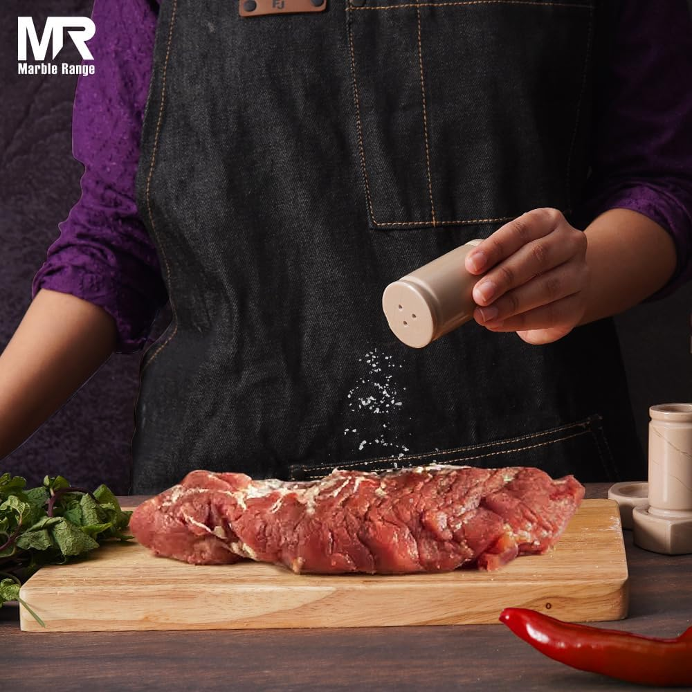 Verona Marble Salt & Pepper Shaker Set with Tray - Green Onyx image number 5