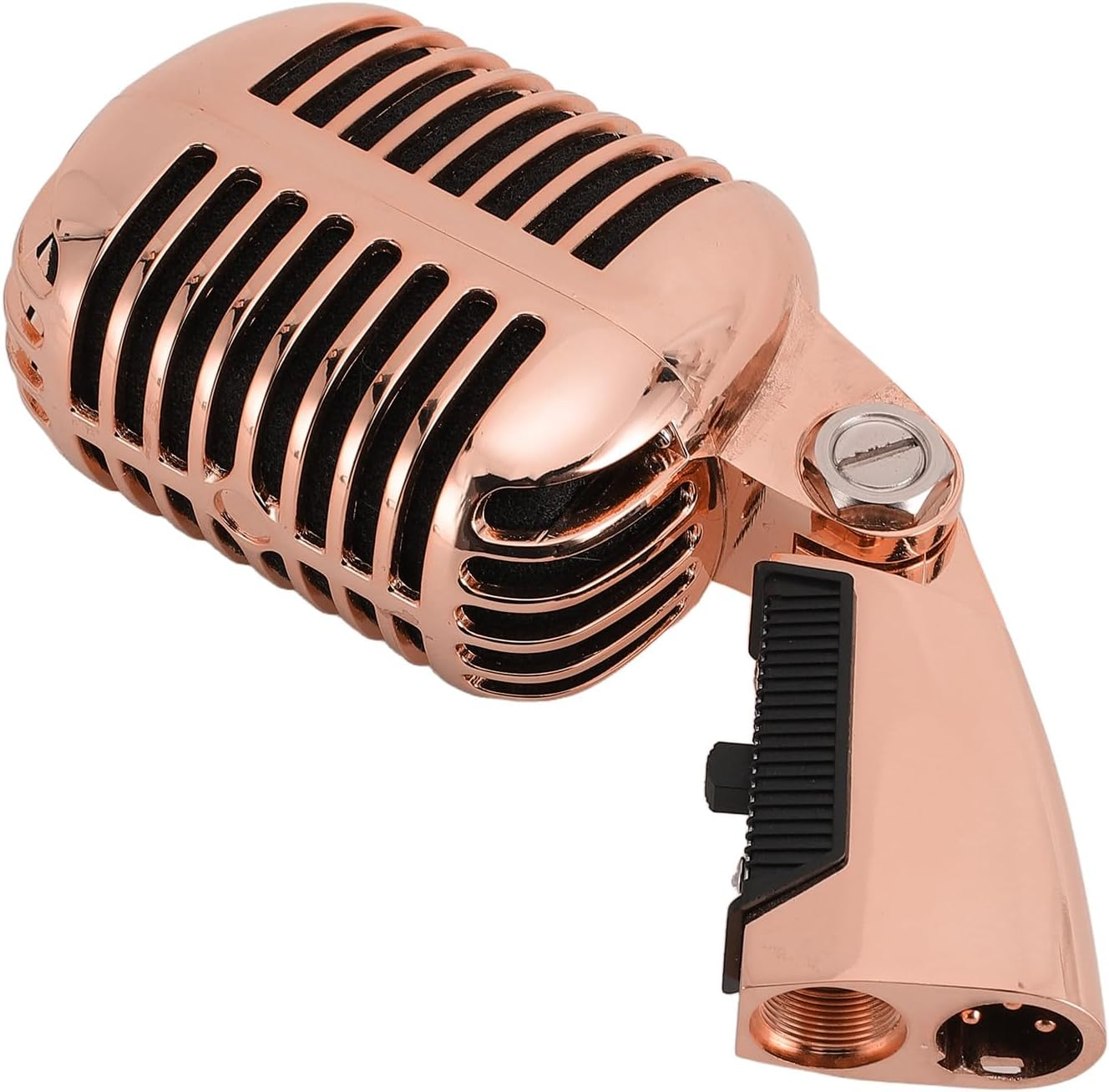 Vintage Dynamic Microphone, Microphone for Singing, Self Tensioning Swivel Rack, Classic Retro Dynamic Vocal Mic for Stage Performances, Recording Studios,Etc (Rose Gold) image number 5