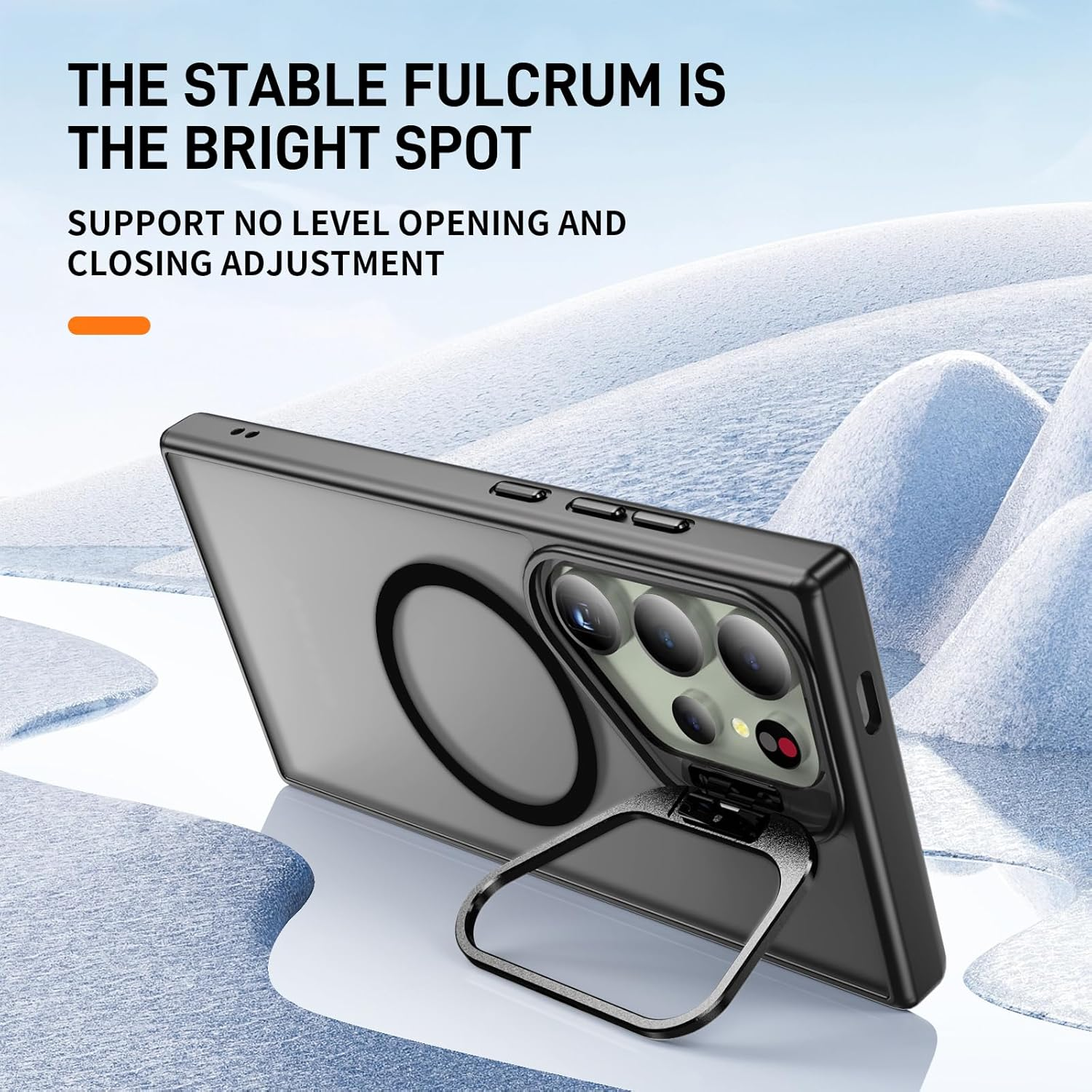 For Samsung S24 Ultra Magnetic Case with Metal Camera Stand,Full Protection Shockproof Cover Translucent Magnetic Case for Galaxy S24 Ultra（Black） image number 4