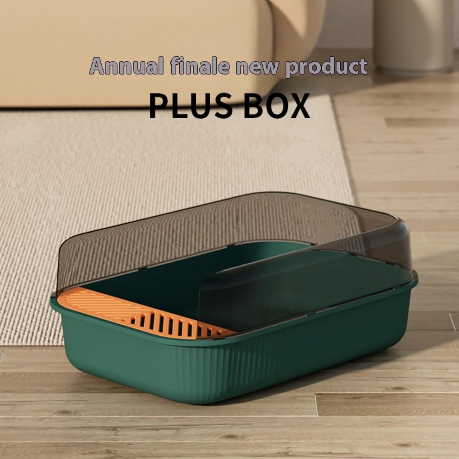 Open Top Cat Litter Box, Anti-Splashing Large Cat Litter Pan, Semi-Closed Removable Cat Cleaning Basin Kitten Toilet with Litter Sifting Scoop and Sides for Small & Medium Size Pets (Vintage Green)