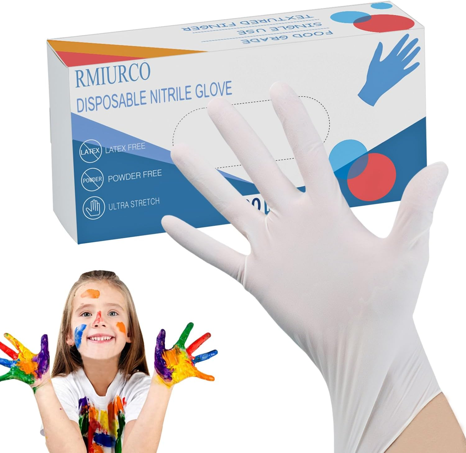 Kid Nitrile Gloves Disposable, Nitrile Gloves for Kid, Children Latex Free Disposable Glove- Cooking, Cleaning
