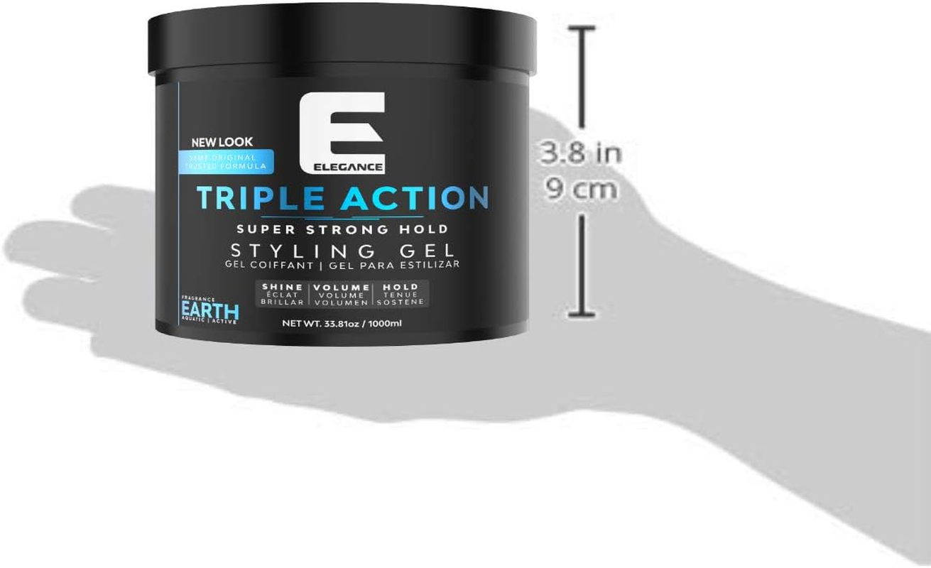Elegance Triple Action Hair Gel 33.8 Ounce Blue