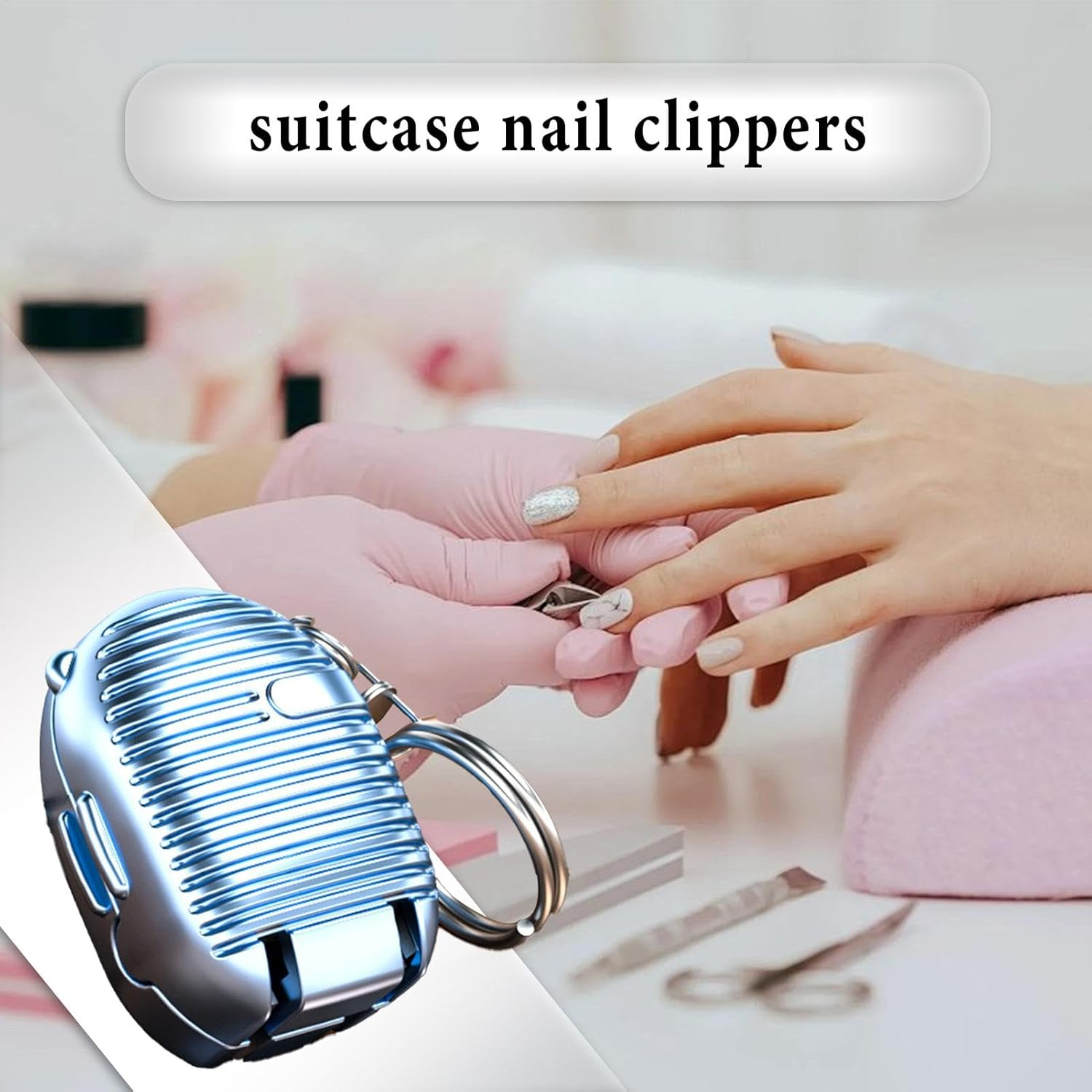 Nail Clippers | Cute Stainless Steel Nailclippers Purse Charm | Portable Finger Nail Clippers, Multifunctional Finger Nail Clippers for Traveling, Camping, Daily Use - Rose Gold image number 5