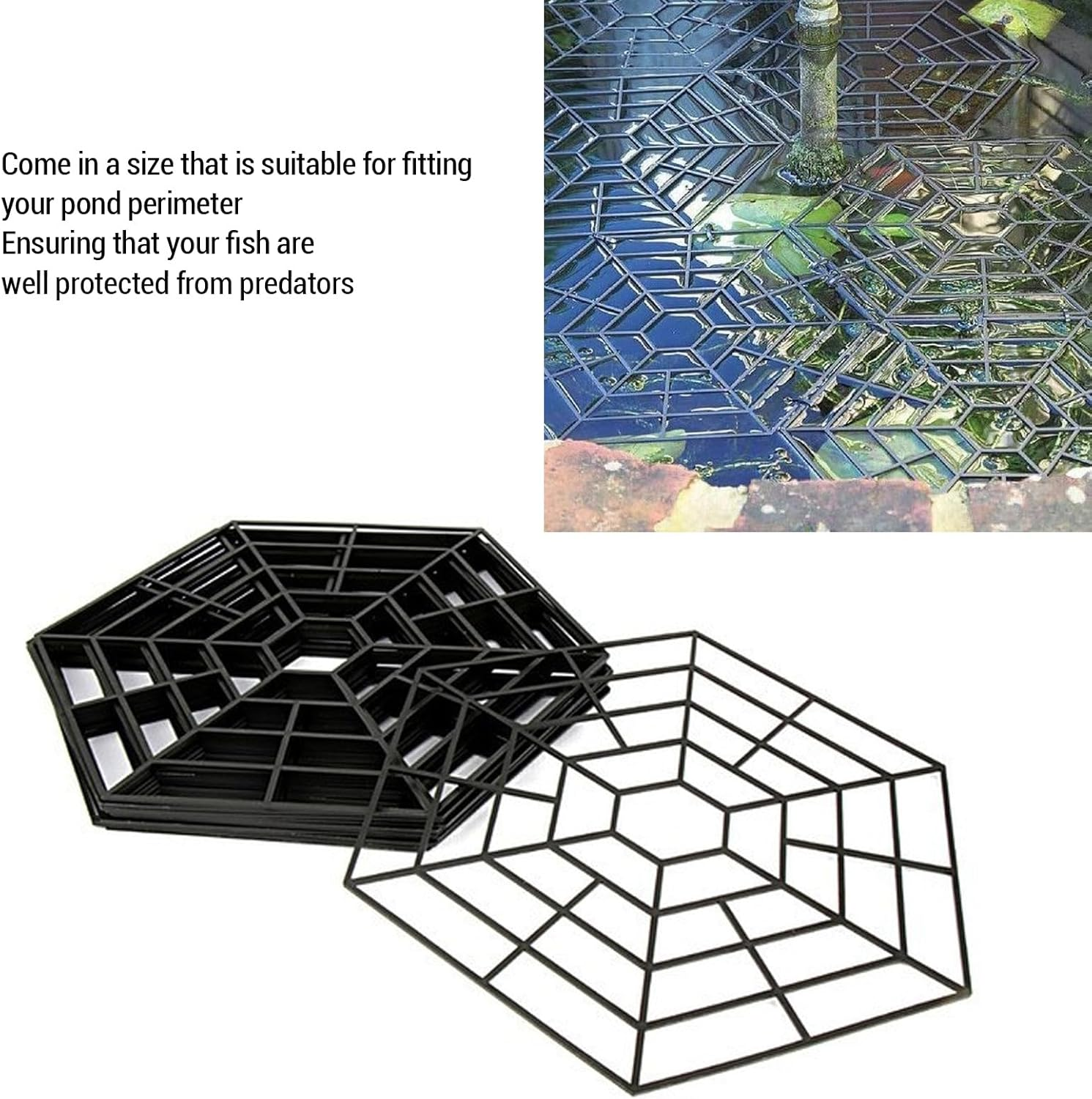 20 Set Pond Fish Protector Net, Strong Plastic Floating Guarding Net with Clips, Deters Cats and Herons, Lightweight Design for Easy Installation and Maintenance image number 2