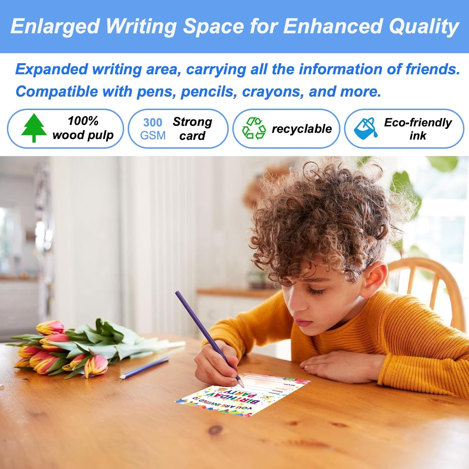 32 PCS Birthday Party Invitation for Children, 5 "X7" Cake Birthday Party Invitation Boys and Girls, Celebration Invitation for Teenagers, Balloon Gift Box with Birthday Hat and Cake Celebration Decoration image number 3