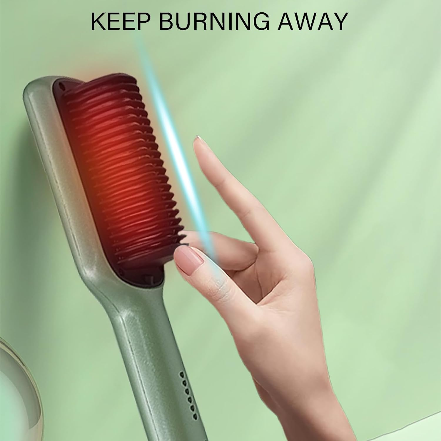Xoxel Hair Straightener Brush Hair Iron with Built-In Comb, Fast Heating, 5 Temp Settings, Anti-Scald, Salon-Quality for All Hair Types Green image number 5