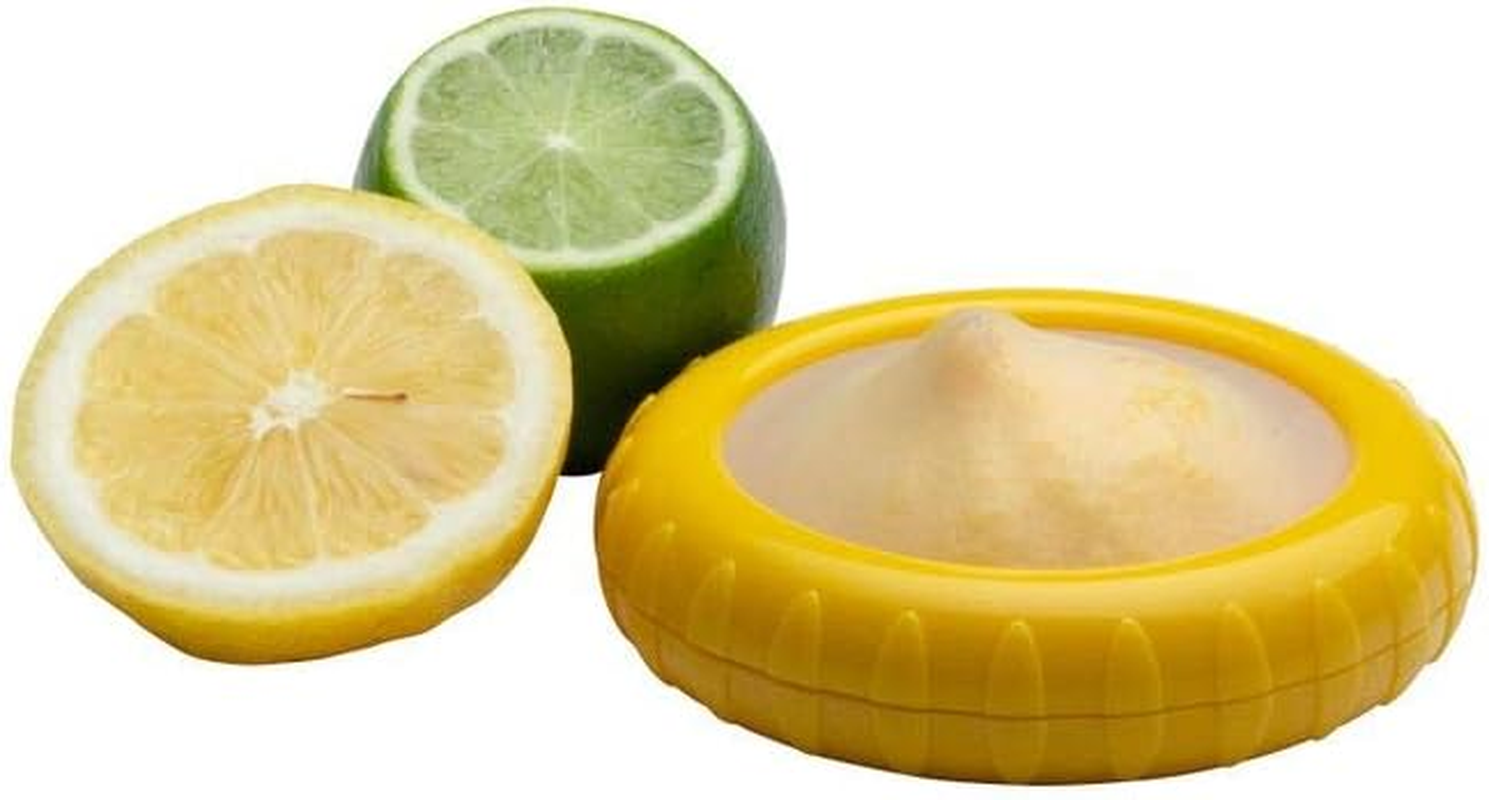 Cuisena Fresh Keeper Silicone Pod - Citrus Fruit Saver, Yellow | Bpa-Free Silicone Food Saver for Storing Leftover Lemons, Limes, & Oranges | Hard Plastic Sealing Ring | Tyre/Bottle Top Design