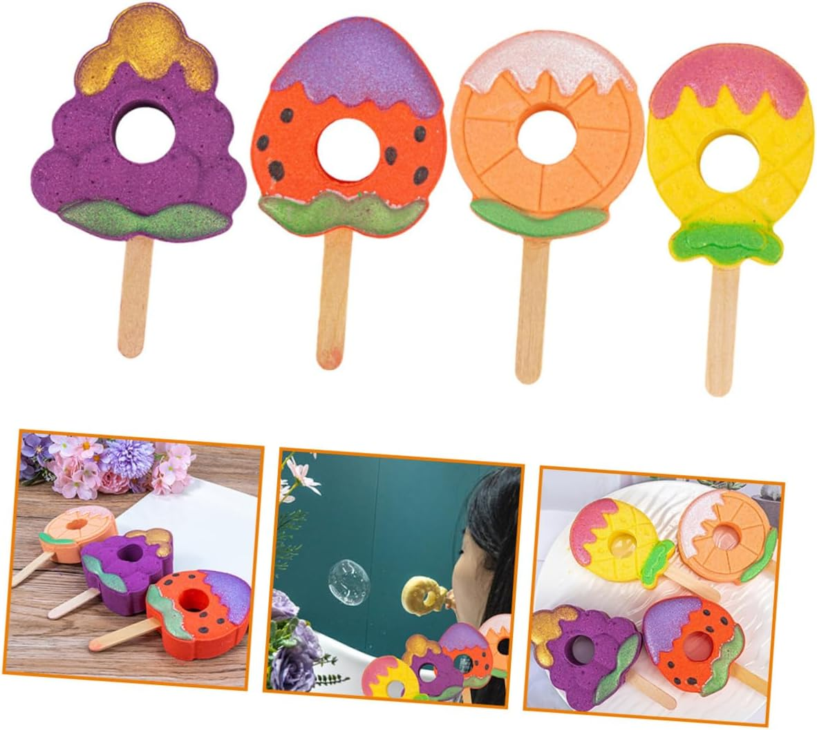 TOVINANNA Fruit-Flavored Bath 4 Pack Natural Bath Salt for Boys and Girls Gentle on Skin Present image number 3