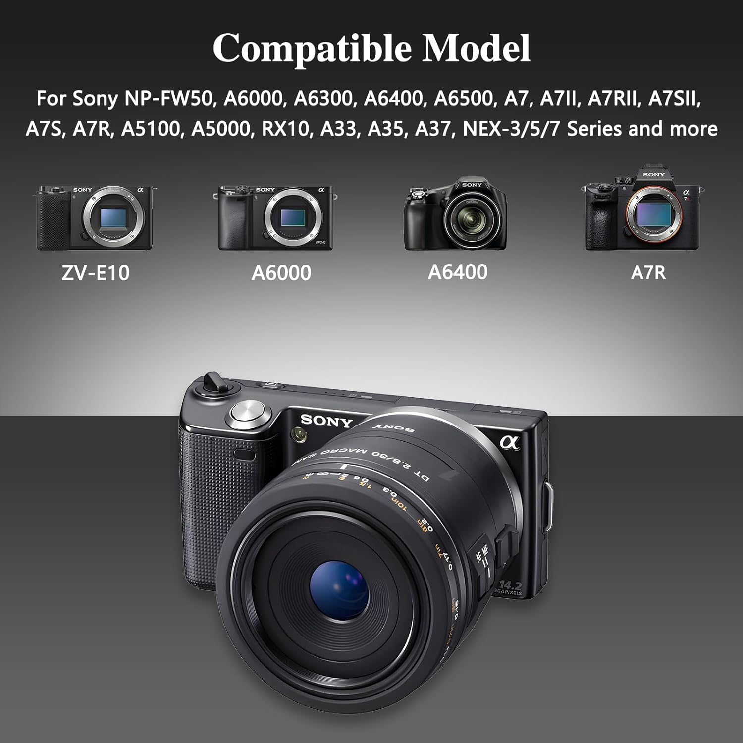 Tectra USB-C PD to AC PW20 NP-FW50 Dummy Battery, Continuous Power Supply for Sony Alpha ZV-E10 A6000 A5100 A6100 A6300 A6500 A7 A7II A7S A7SII RX10 II IV Cameras image number 3