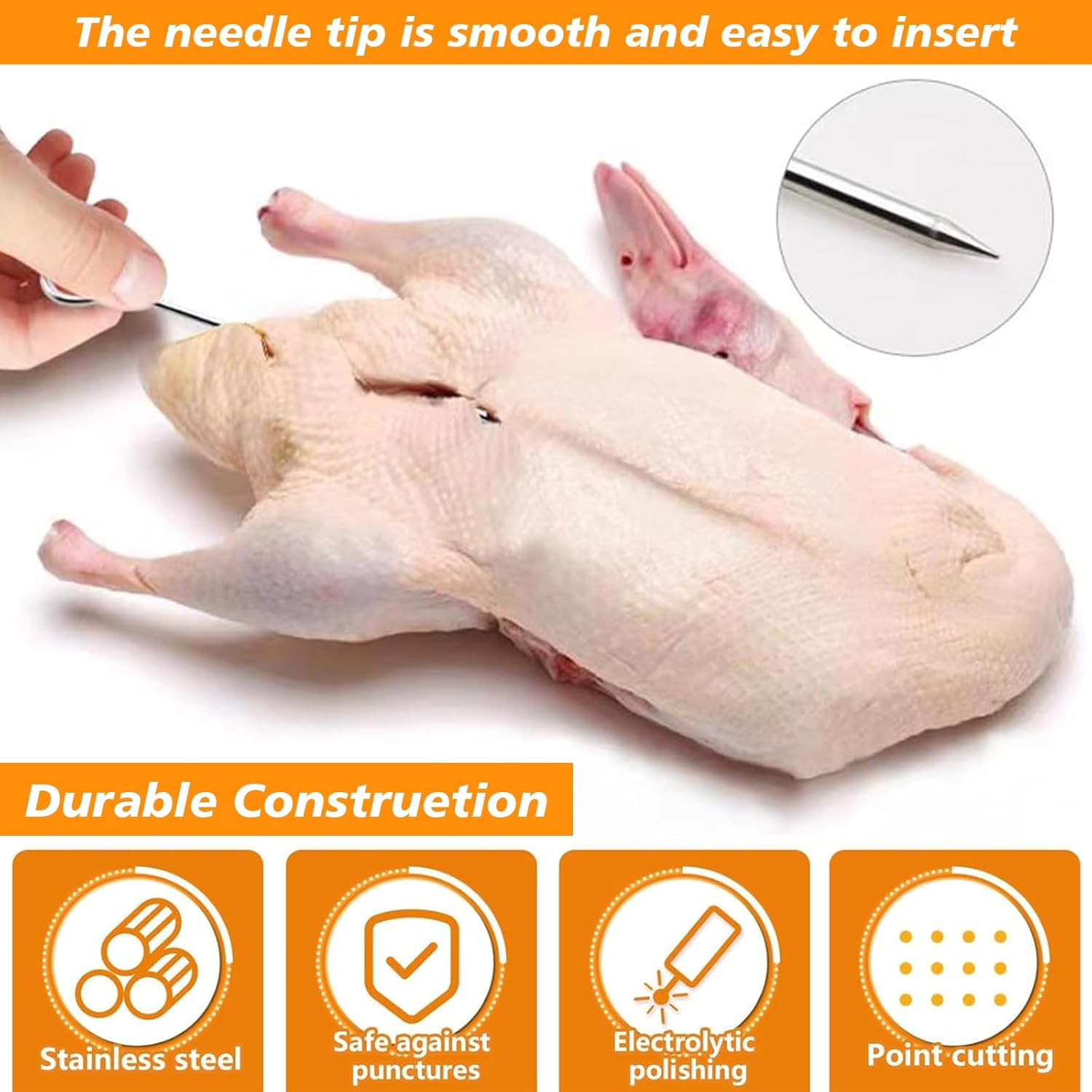 12 Pcs Stainless Steel BBQ Skewers, Heavy Duty Metal Skewers for Grilling, Shish Kebab, Shrimp, Rust-Proof Barbecue Needle, Reusable, Rust-Proof, Dishwasher Safe Barbecue Accessories (30CM) image number 2