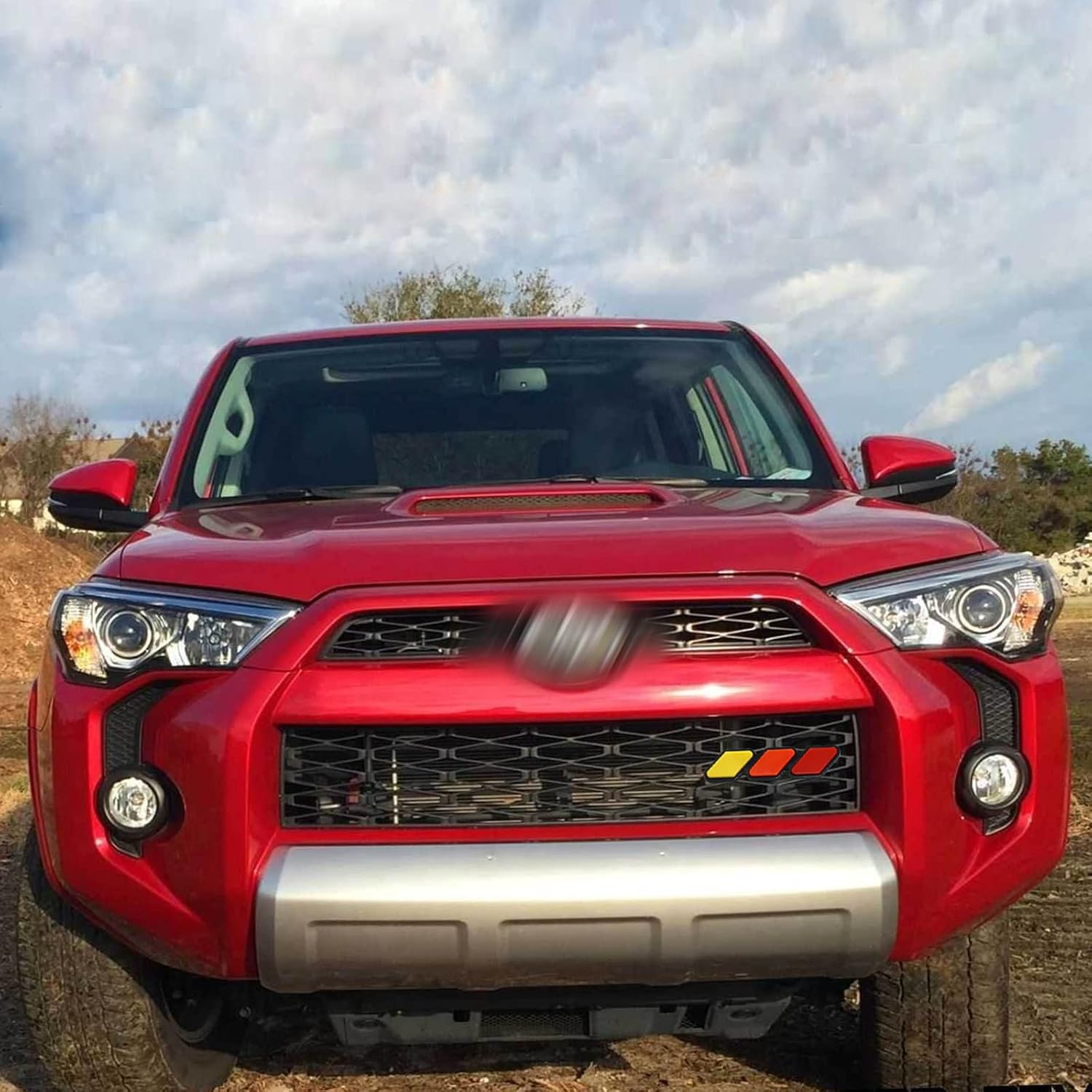 TRD Grille Decor Badge, 3-Color Upgrade Emblem, Logo Decoration Accessories Car Truck Label Compatible for Tacoma 4Runner Tundra Sequoia Rav4 Highlander(Yellow, Orange, Red) image number 1