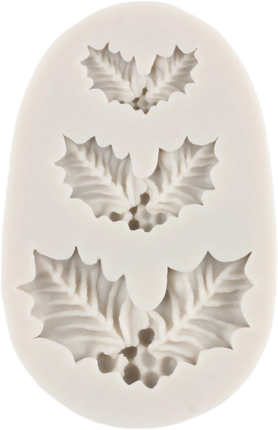 Christmas Silicone Mould Hollyhock Leaves Fondant Mould for Decorating Sugar Cakes Cupcake Topper Polymer Clay Candy Chocolate Gum Paste Set of 4 image number 2