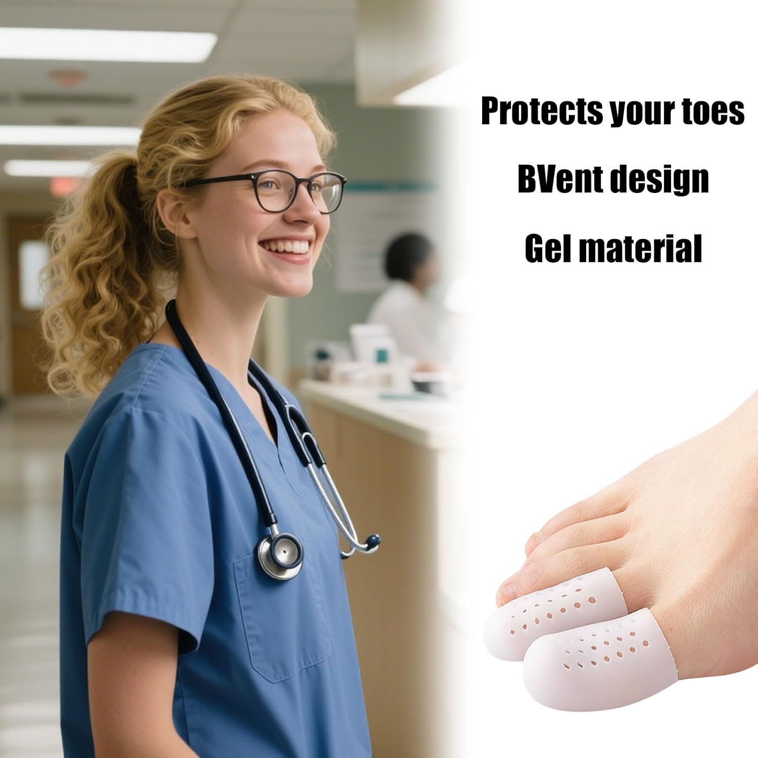 Big Toe Protector, 10Pair Breathable Gel Toe Cap Silicone Toe Cover Sleeves with Holes, Relieve Ingrown Toenails, Corns, Blisters, Hammer Toes, Reduce Friction