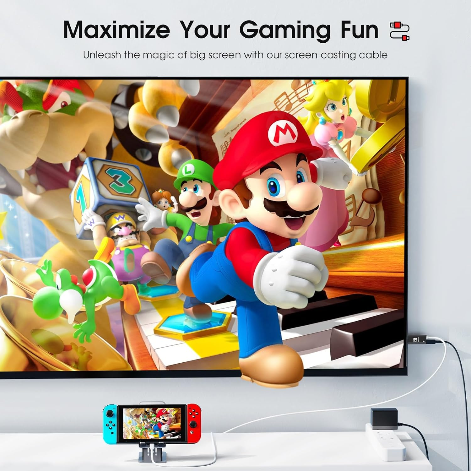 OLAIKE 3In1 USB C to HDMI Cable for Nintendo Switch/Oled, 1080P@60Hz Screen Projection Cable for Nintendo Switch, an Ultraportable Alternative to the Switch Dock, 2M, Black White image number 3