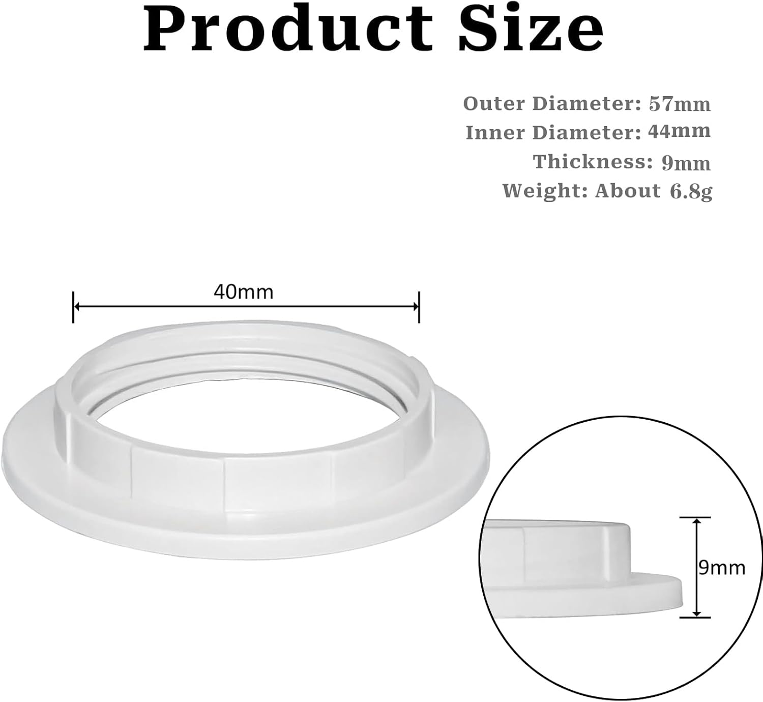 DOETYD Pack of 2 E27 Lampshade Reducing Ring White Plastic Reducing Ring Lampshade Reducing Ring Converter Washer for 40 Mm Lamp Holder image number 5