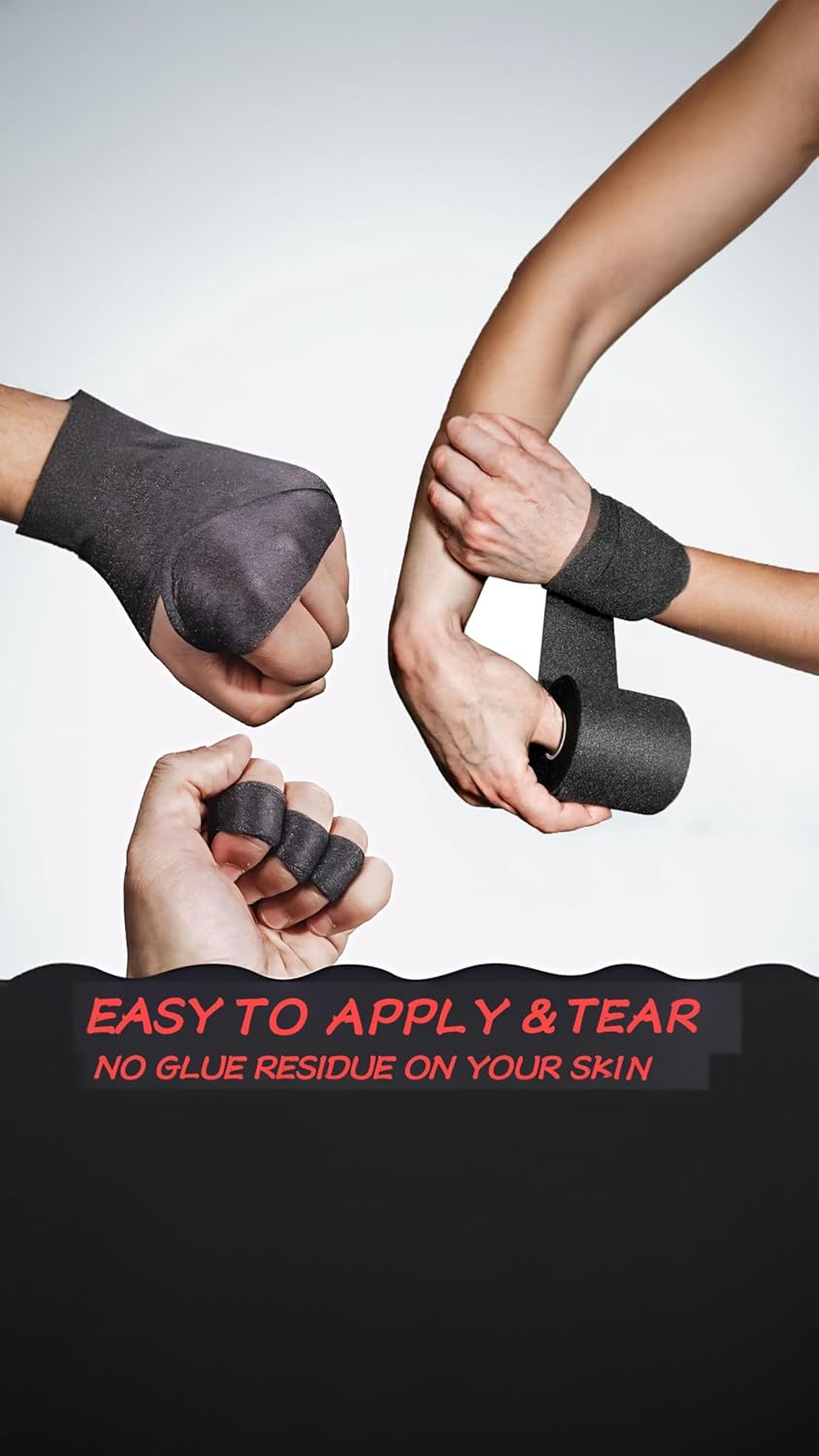 Honwor Sports Wrap Bundle: Black Prewrap Tape for Athletic Use, Hair Headbands, Foam Underwrap - 3 Rolls Set. Stay Comfortable and Prepared for Action! image number 1