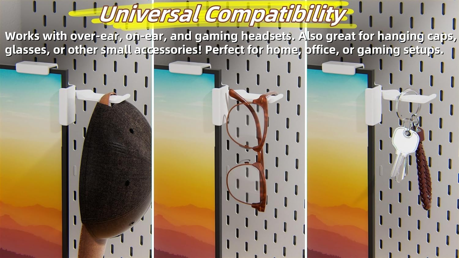 Wigmoa【1Pack】 Clamp-On Monitor Headphone Stand &ndash; Adjustable Headset Holder with 360&deg; Rotating Hook, Silicone Protection, Space-Saving Desk Organizer for Office, Gaming & Study YA-C (Black) image number 3