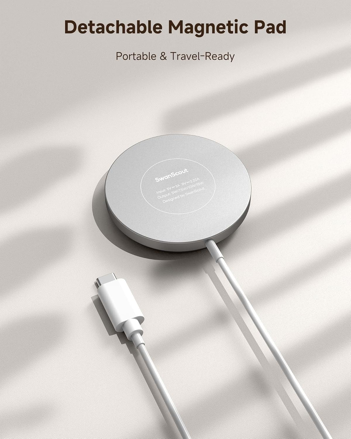 Wireless Charging Station for Iphone/Apple Wtach/Airpods, Swanscout 711M, Detachable Magnetic Charger for Iphone 16/15/14/13/12 Series, for Apple Watch 10/Ultra 2/9/8/7/6/5/Se(No Adapter) image number 6