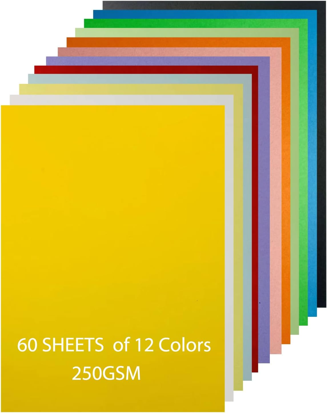 ZACHMEST Color Cardstock 60 Sheets，12 Assorted Colors 250 GSM A4 Size Card Paper 8.5" X 11, Double Sided Printing Cardstock Paper, Thick Card Stock for Making Craft Scrapbooking Party image number 5