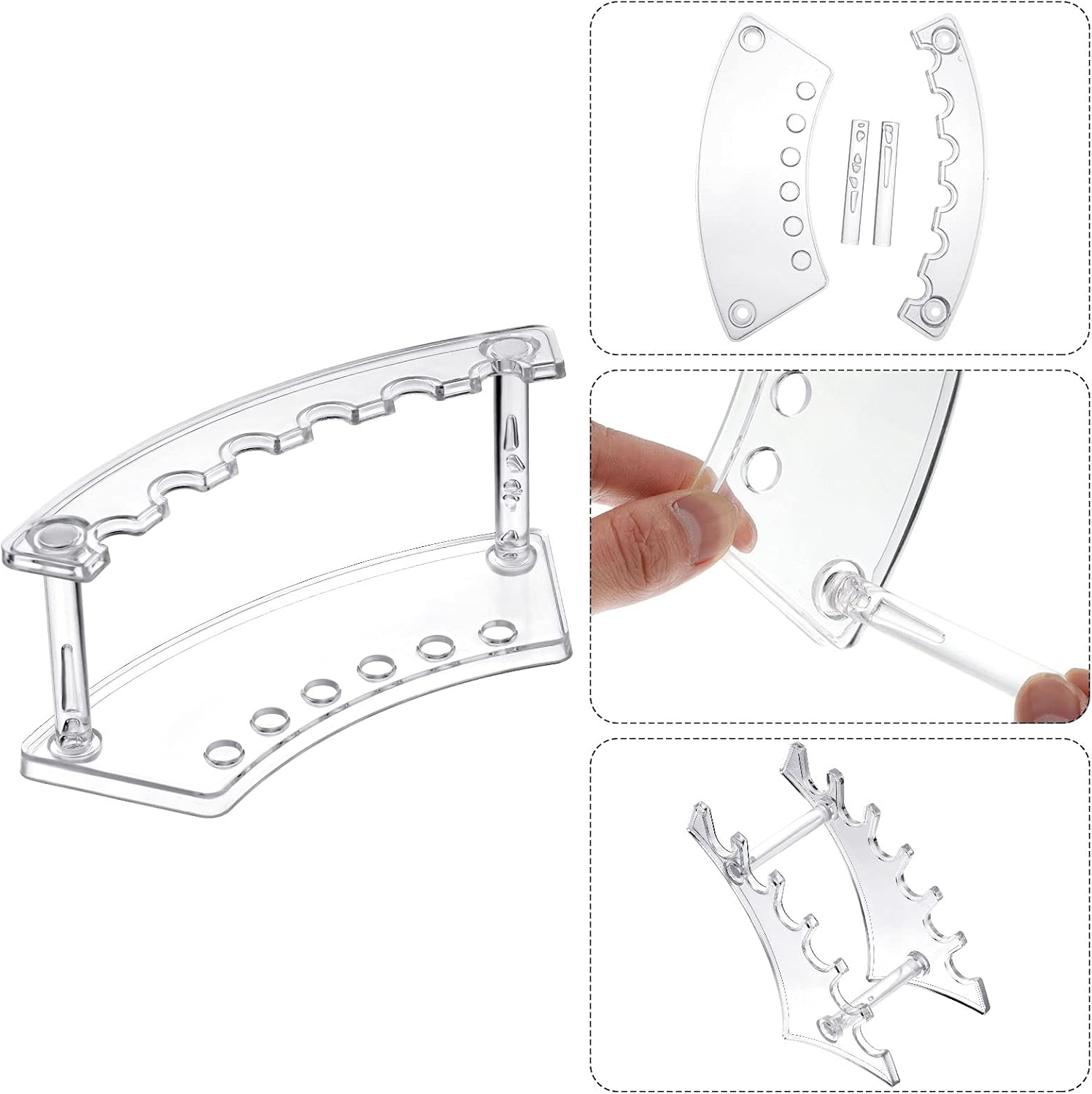 Teling 4 Pieces Pen Display Stand Acrylic Pen Holder Clear Pen Stand Rack Organizer Nail Brush Holder Stand for Make up Brush image number 5