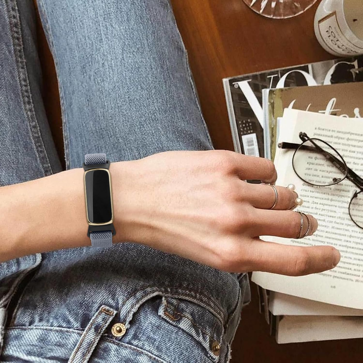 Band Compatible with Fitbit Luxe Bands Women Men, 2 PACK Adjustable Elastic Replacement Wristband Strap for Fitbit Luxe Fitness Tracker image number 6