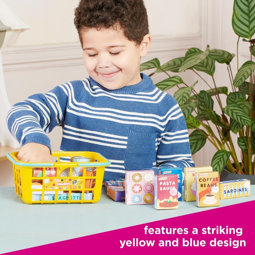 Casdon 62801 Colourful Toy Shopping Basket for Children Aged 2+ | Comes with Miniature Versions of Popular Foods - 9.5 X 21.5 X 16.4 Cm (Pack Of 2), Original Version image number 5