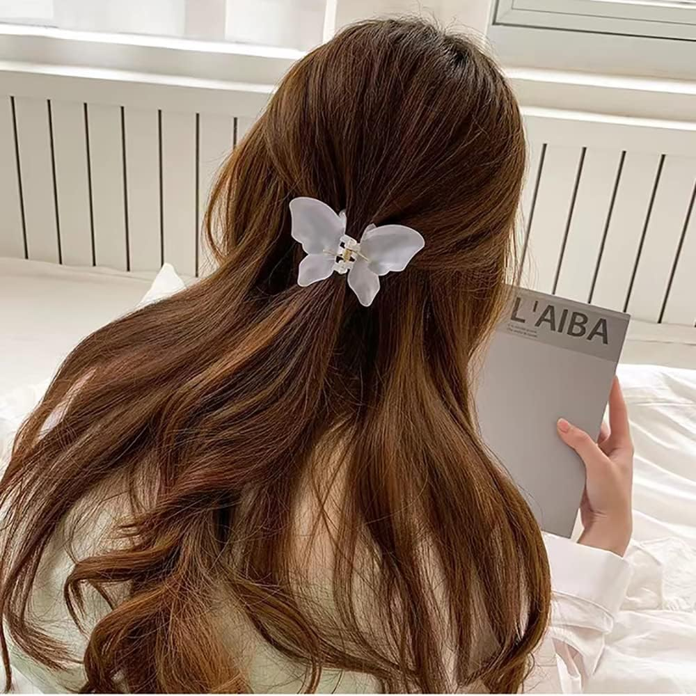 4 Pieces Butterfly Hair Claw Clips Medium Acrylic Non-Slip Hair Clasp Claw Comfortable Strong Grip Vintage Hair Clamps for Women Girls Fashion Accessories image number 1