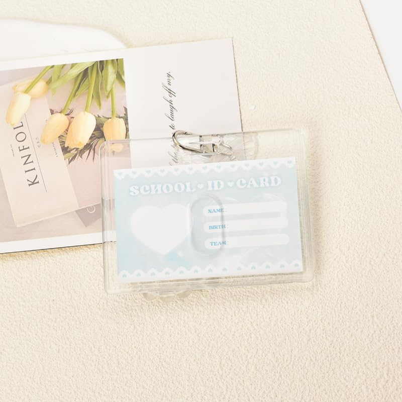 Card Case Kpop Photocard Holder Keychain with Butterfly Charm Lanyard - Clear Acrylic K Pop Picture Frame 3 Inch Album Keychain for Women Girls (Horizontal) image number 4