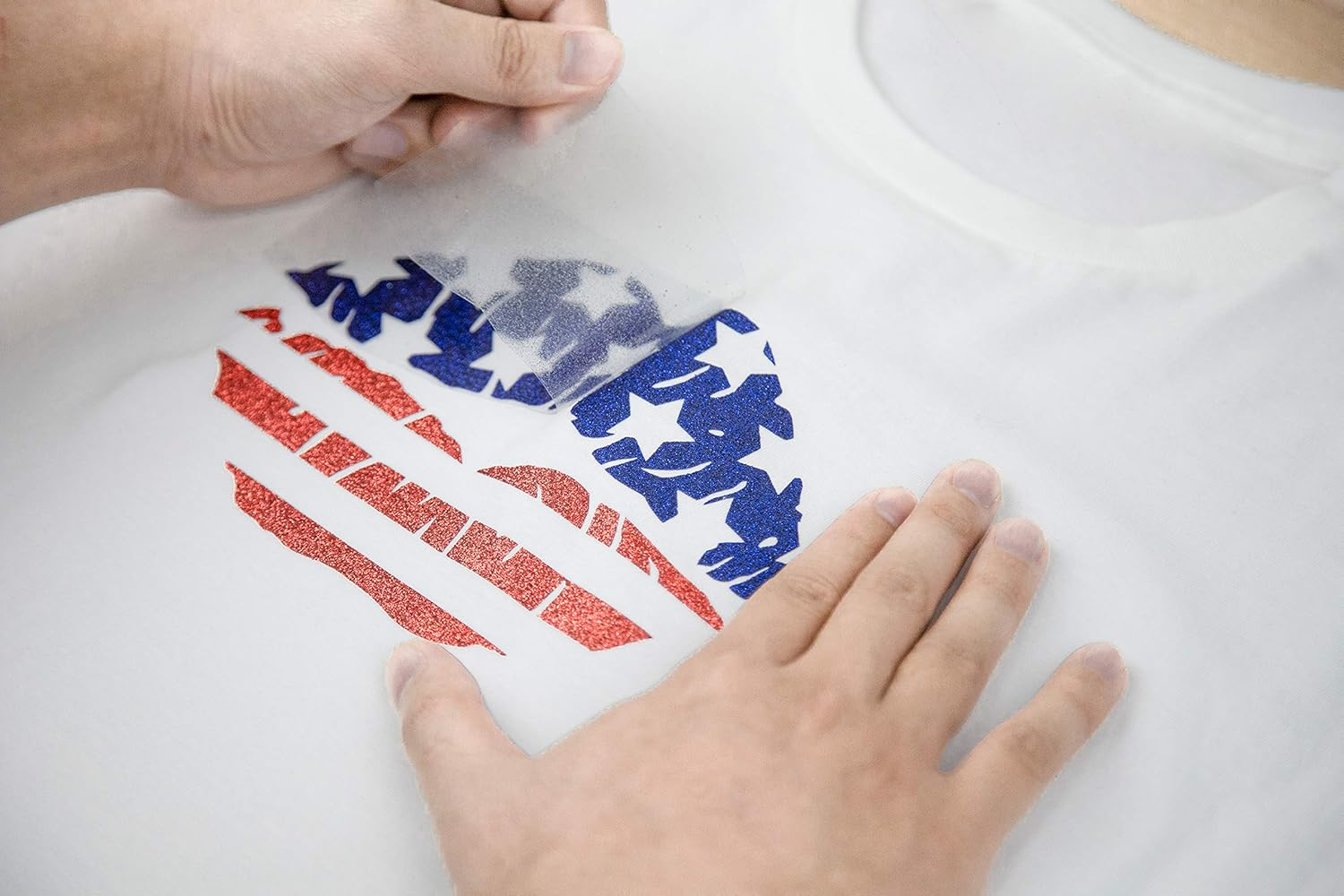 Merrymade Glitter Heat Transfer Vinyl HTV 12"X10" Bundle 15 Sheets, Glitter Iron on Vinyl for Cricut & Silhouette Cameo - HTV Easy to Cut & Weed for T Shirts, Caps & Other Craft Design(Assorted) image number 1