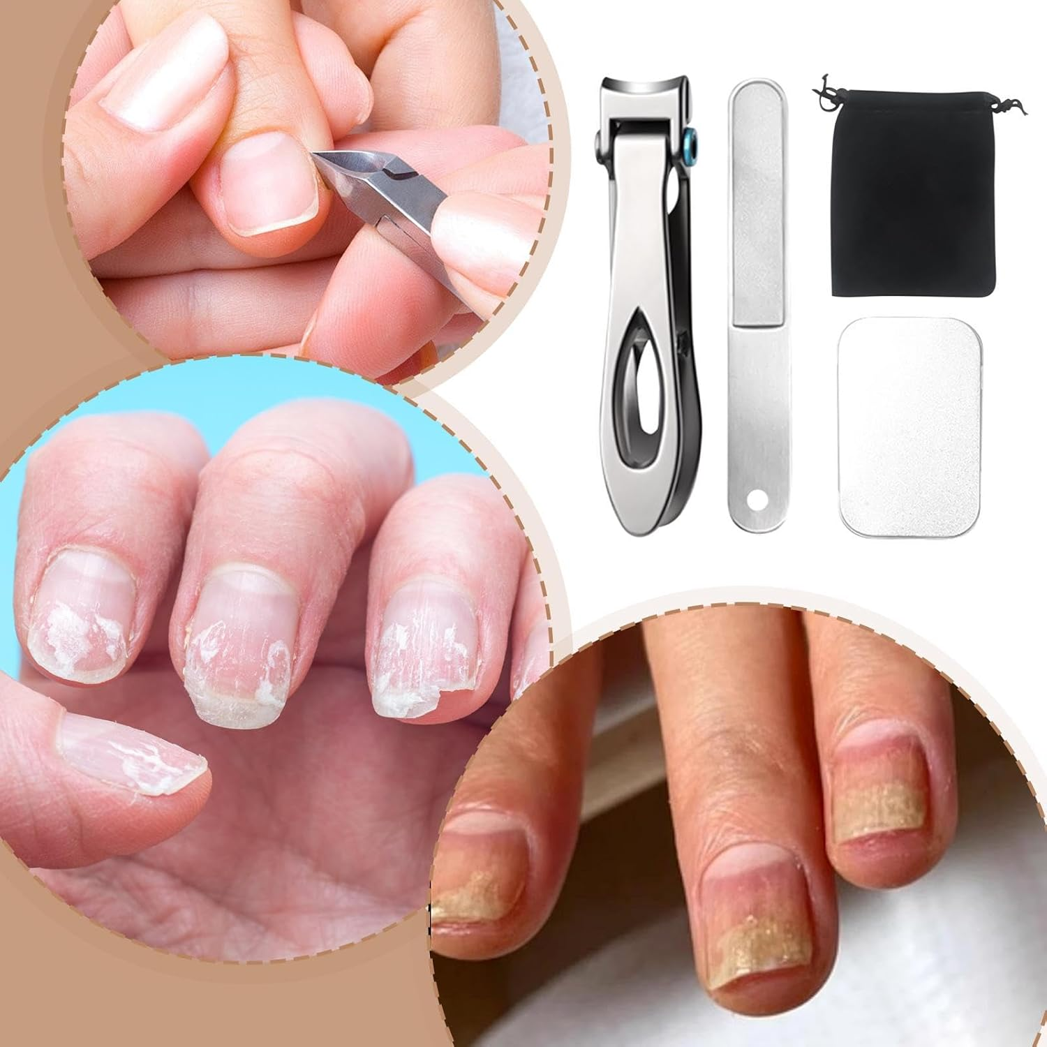 JIEBWCHA Fingernail Trimmer Set,Stainless Steel Fingernail Trimmer for Traveling - Portable Toenail Cutter Kit for Family Friends Daughter Men Wife Teens Youth Husband Women Girls - Silver image number 5