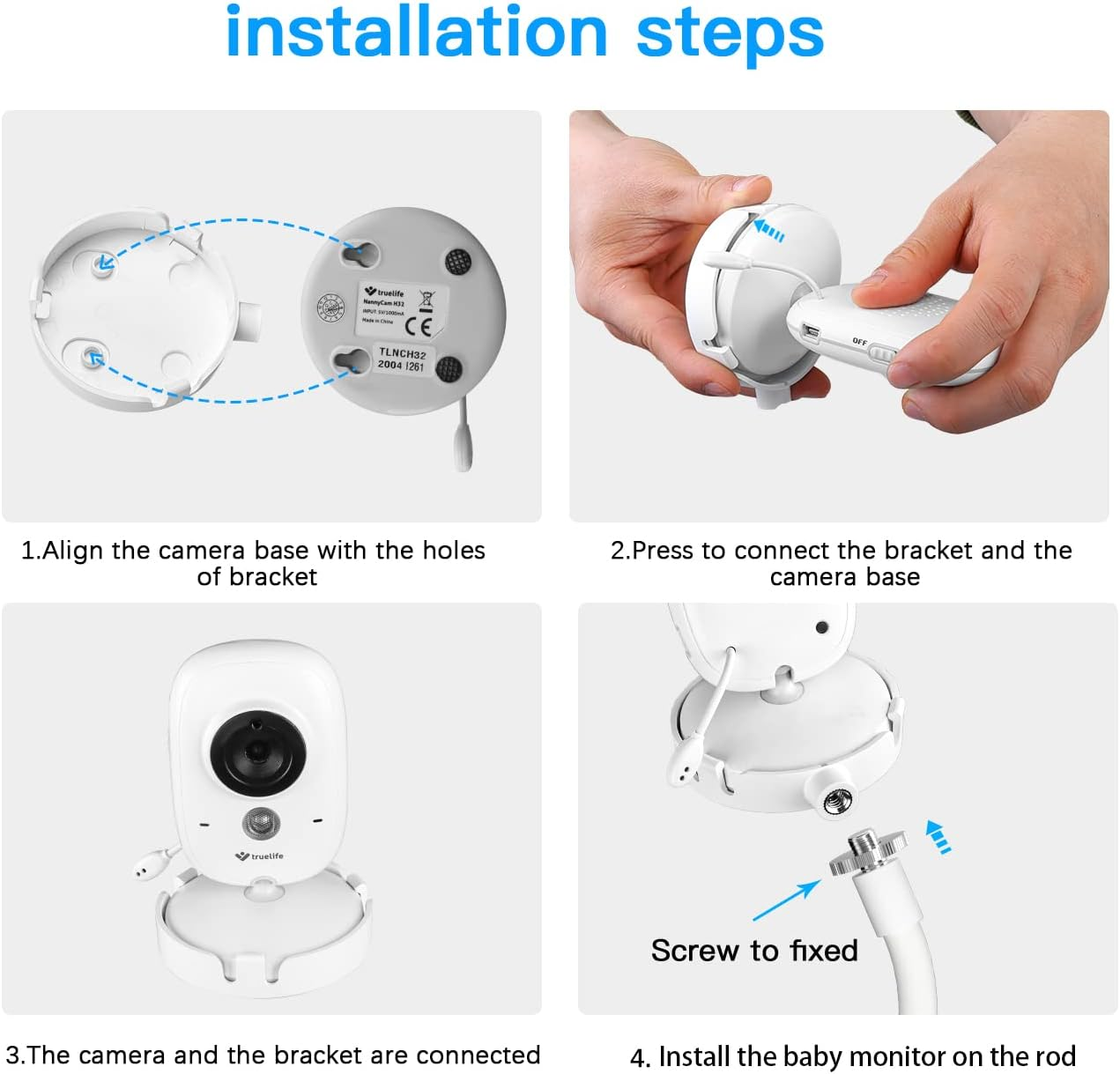 HOLACA Baby Monitor Clip Holder for Boifun/Ghb/Taktark Baby Monitor with Camera 3.2 Inch Digital LCD Screen, Flexible Crib Mount image number 6