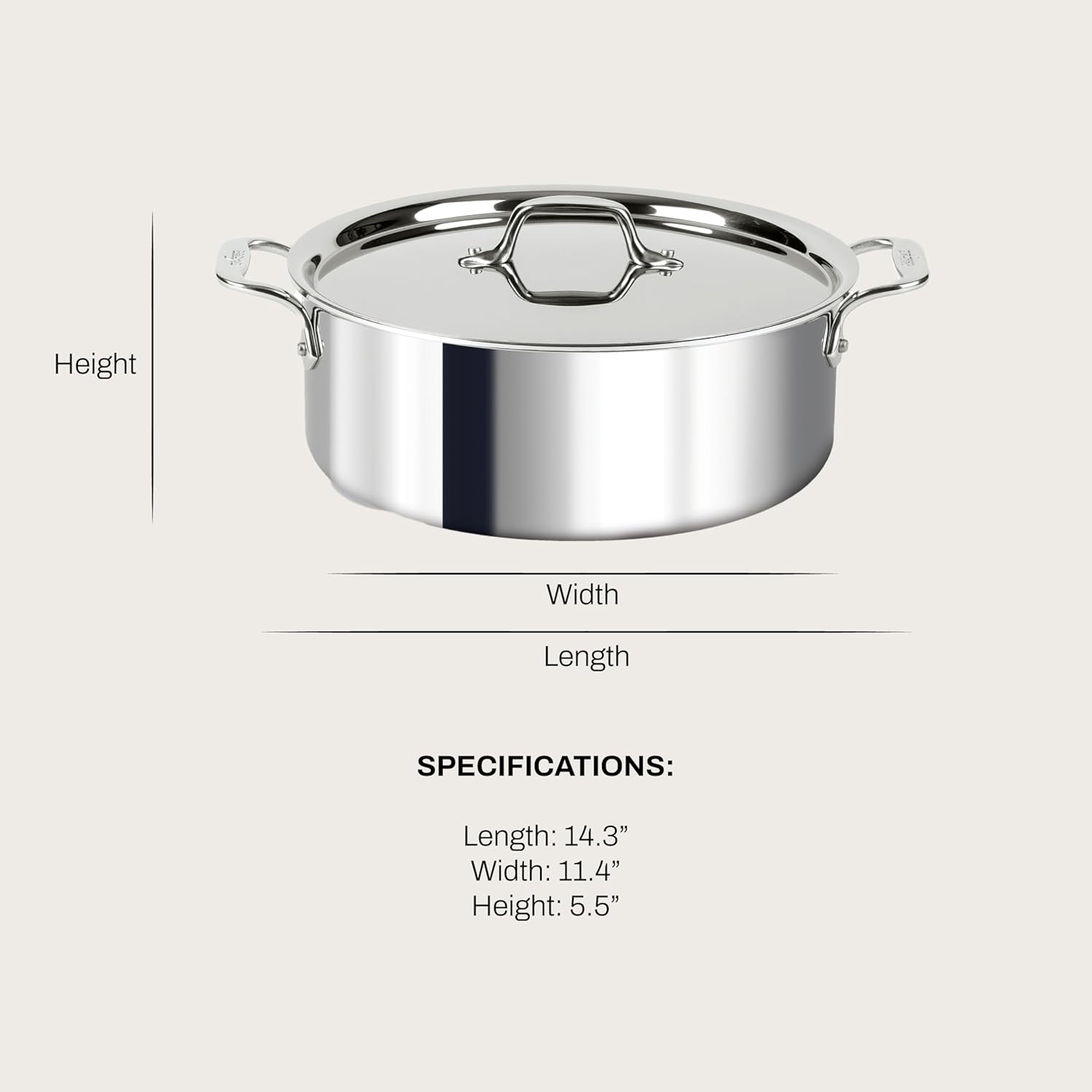 All-Clad 4506 Stainless Steel Tri-Ply Bonded Dishwasher Safe Stockpot with Lid/Cookware, 6-Quart, Silver image number 5