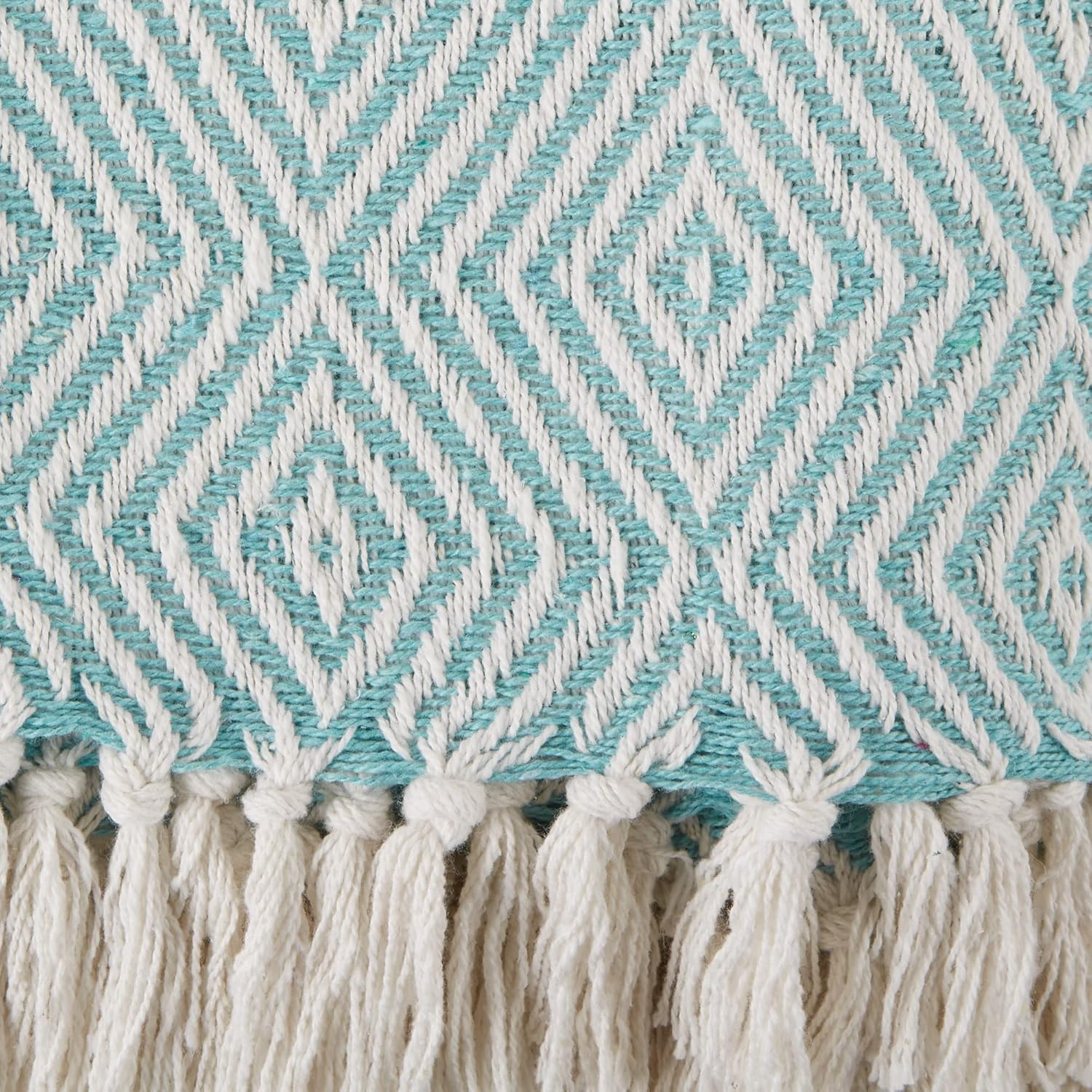 DII Diamond Throw Collection Woven Cotton, 50X60, Aqua - Aqua image number 5