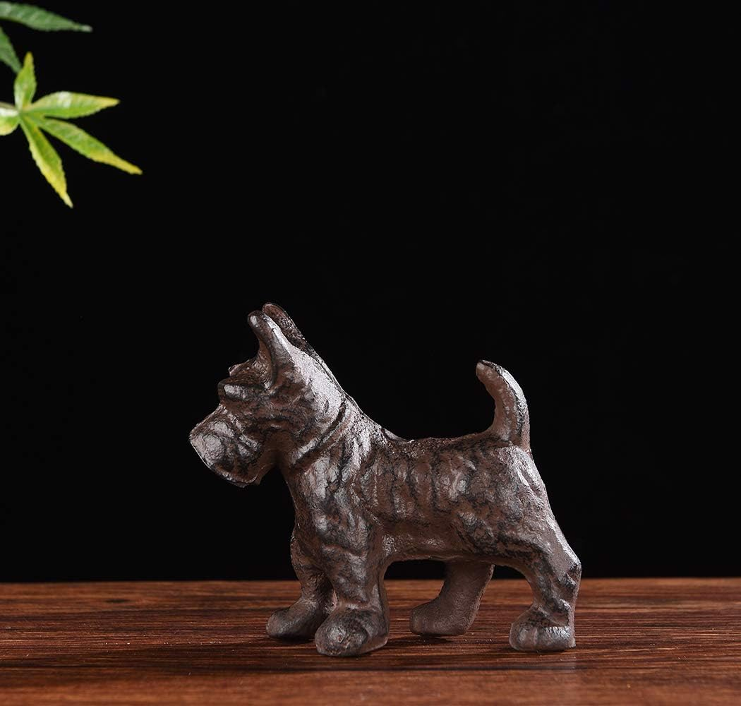 BRASSTAR Cast Iron Schnauzer Dog Pet Statue Paperweight Sweet Cute Pup Figurine Gift Garden Lawn Home Office Desk Decor Collectible Gift PTWQ013 image number 3